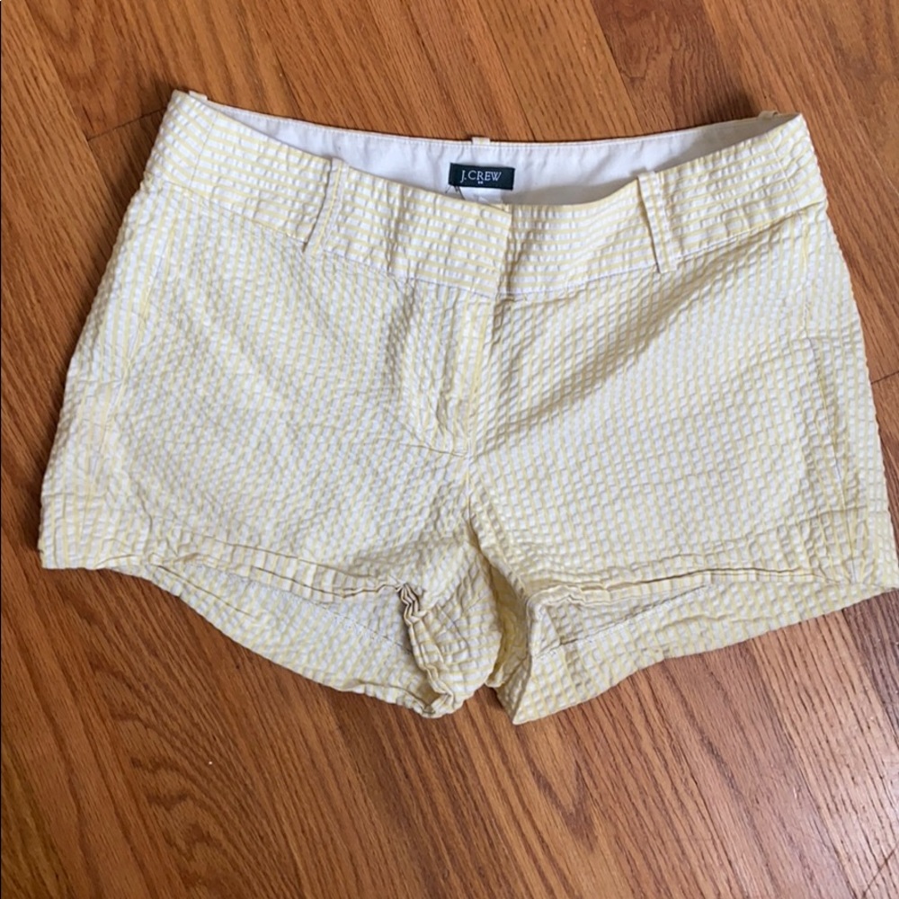 Butter Yellow Striped Seersucker Shorts